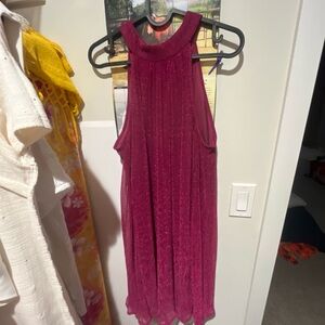High neck Sleeveless Pink Dress